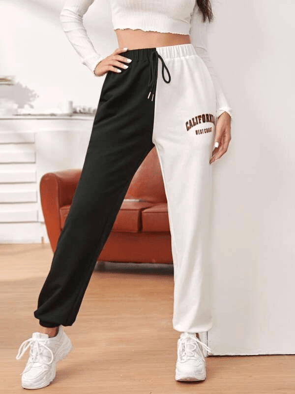 Calça moletom preto e branco