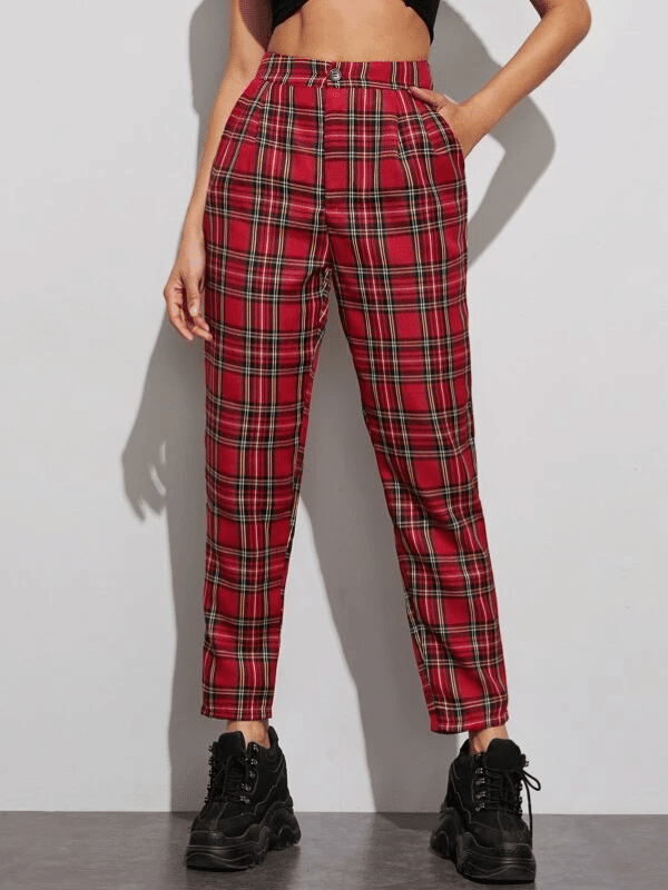 Calça com estampa xadrez