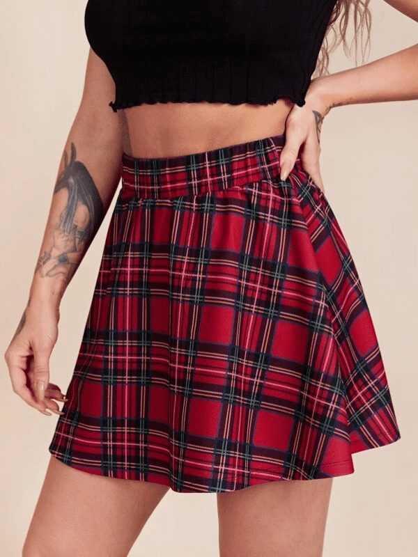 Saia curta com estampa xadrez